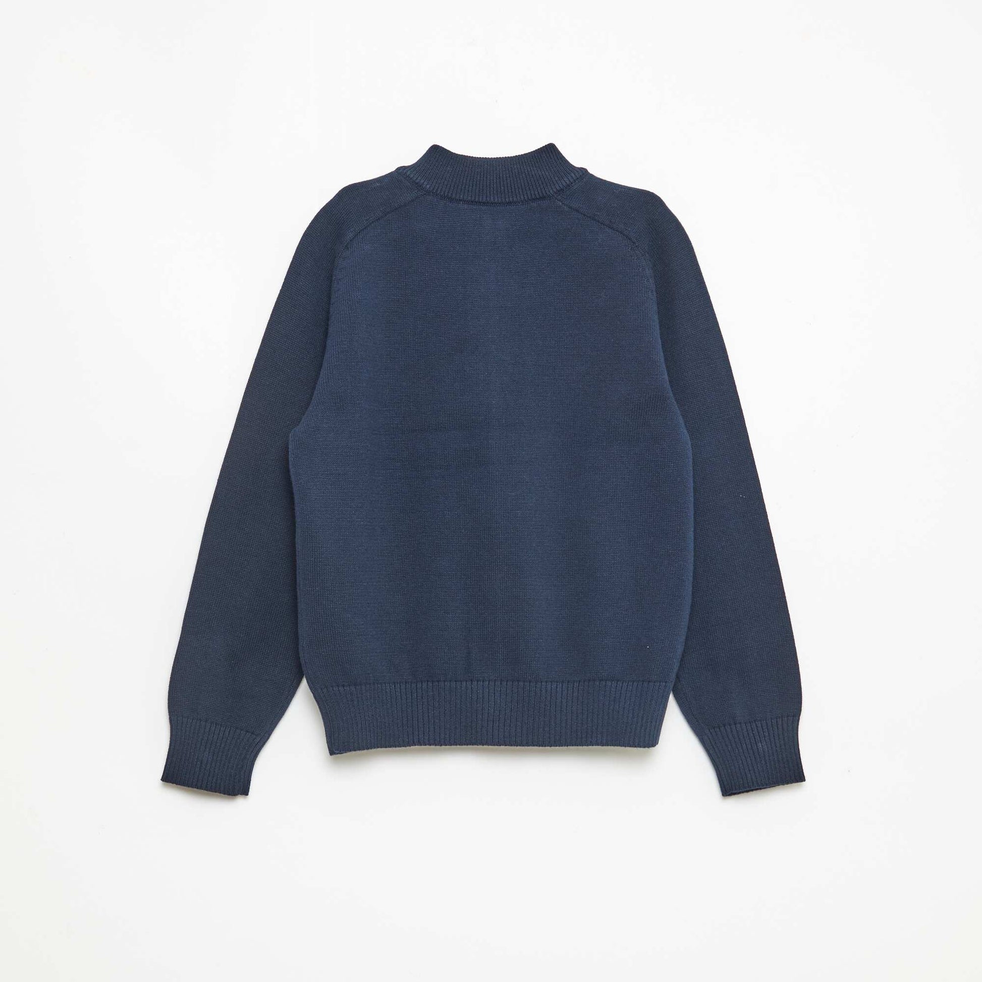 Zipped high-neck cardigan BLUE