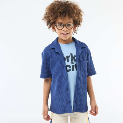 Textured Solid Shirt BLUE