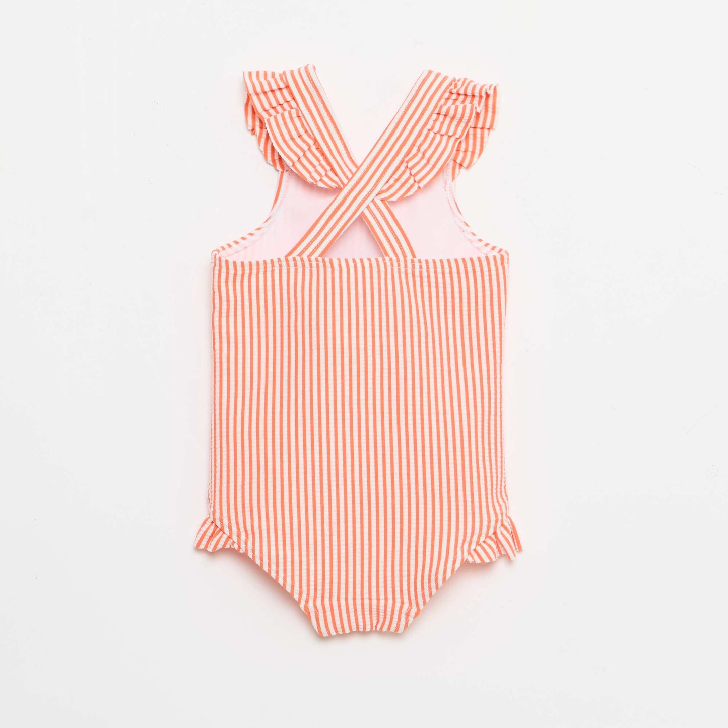 One-piece swimsuit with ruffles RED