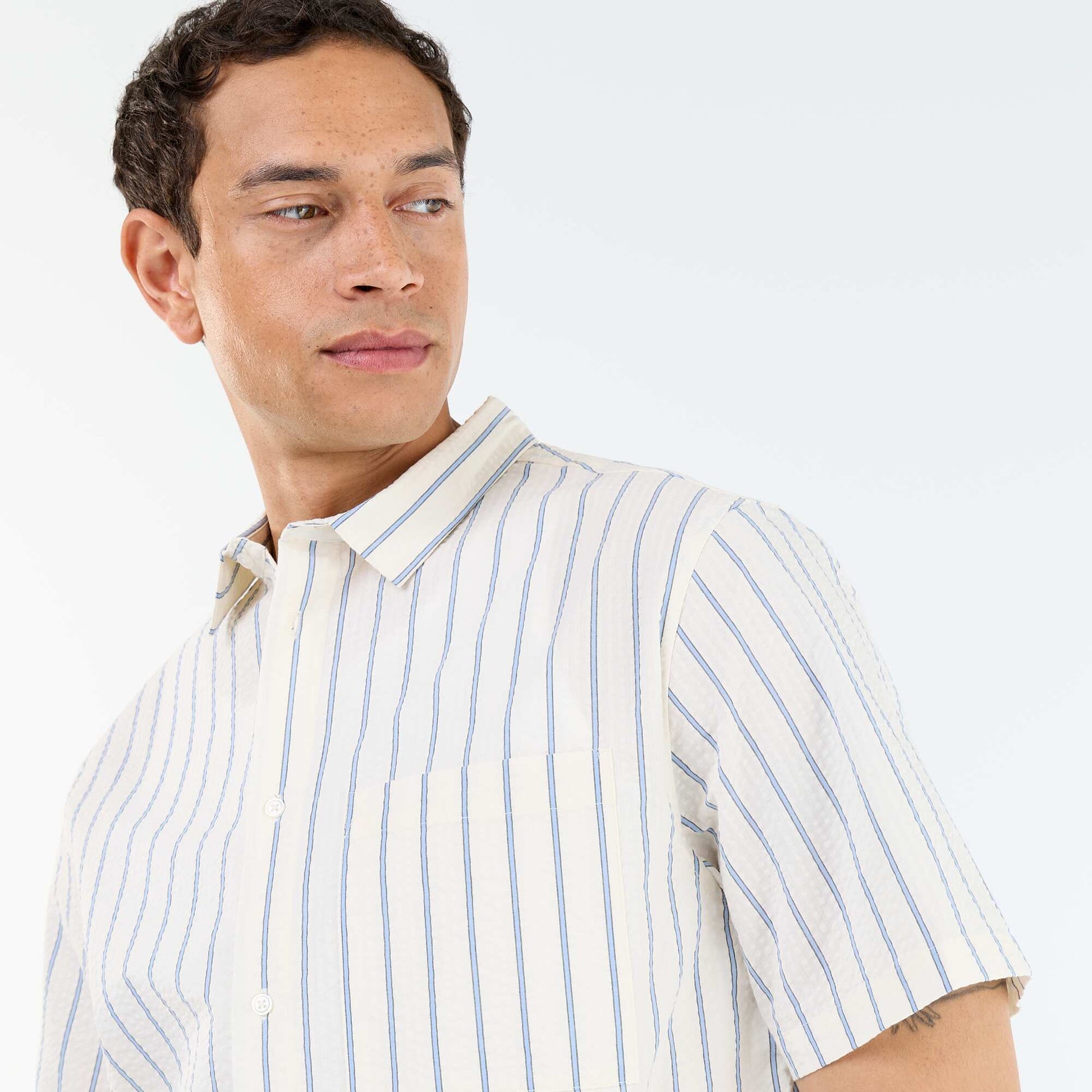 Short-sleeved striped shirt WHITE