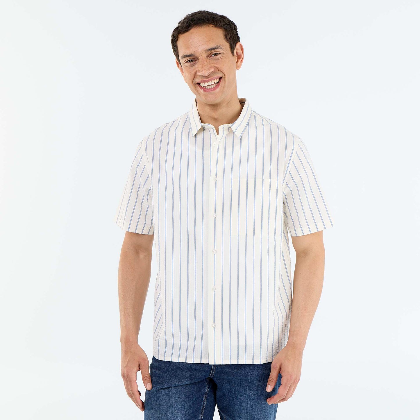 Short-sleeved striped shirt WHITE