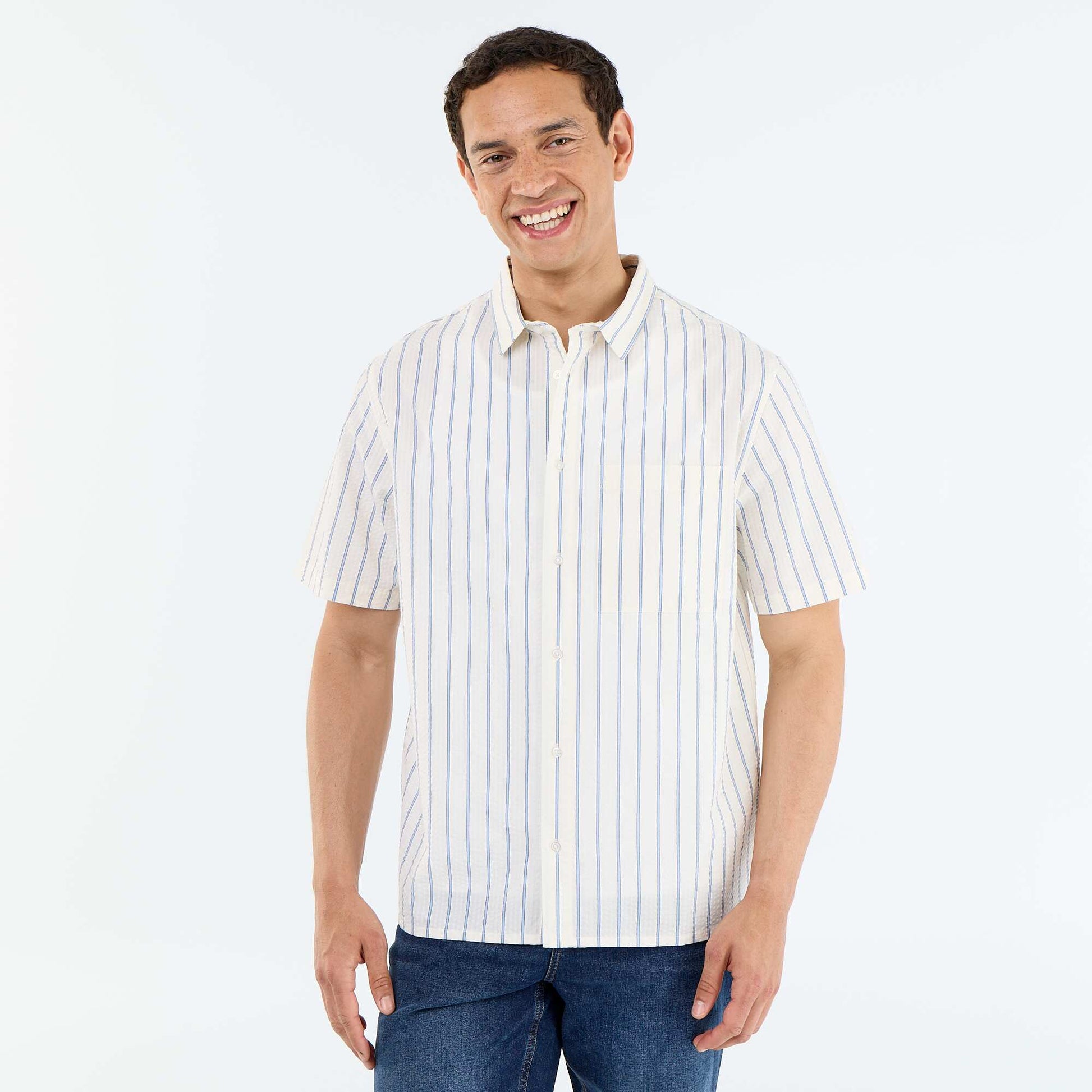 Short-sleeved striped shirt WHITE