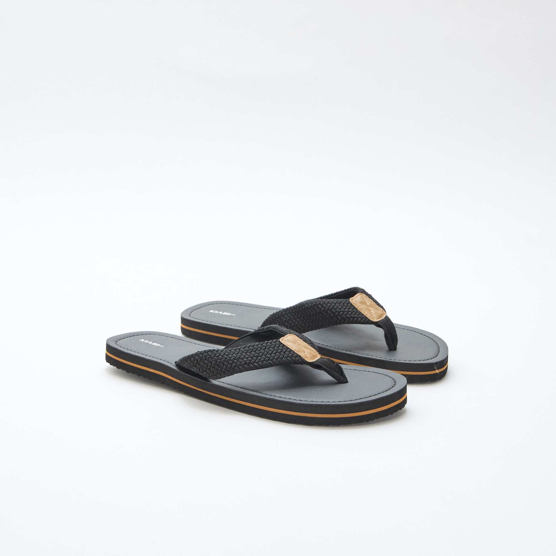 Textile Strap Flip-Flops BLACK