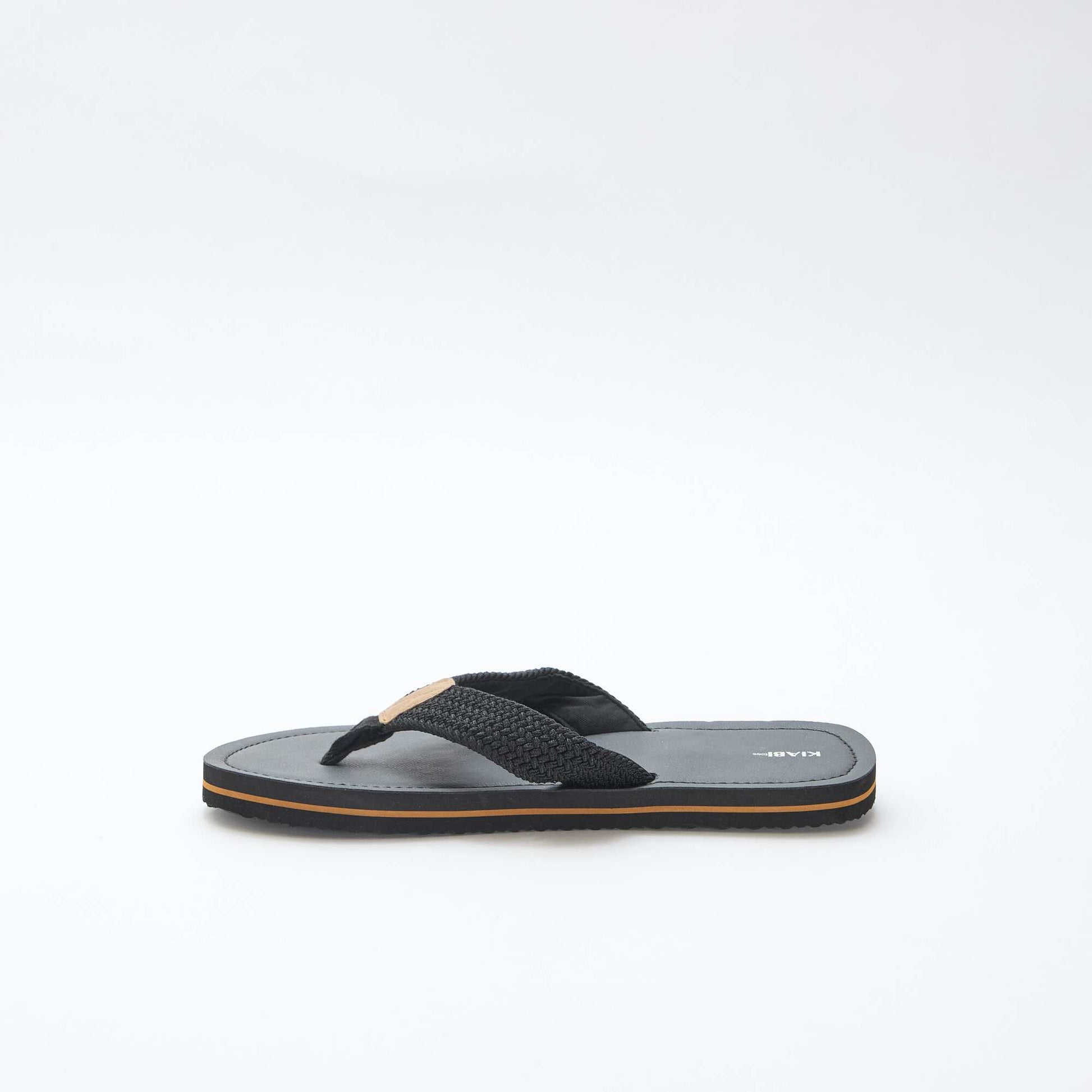 Textile Strap Flip-Flops BLACK