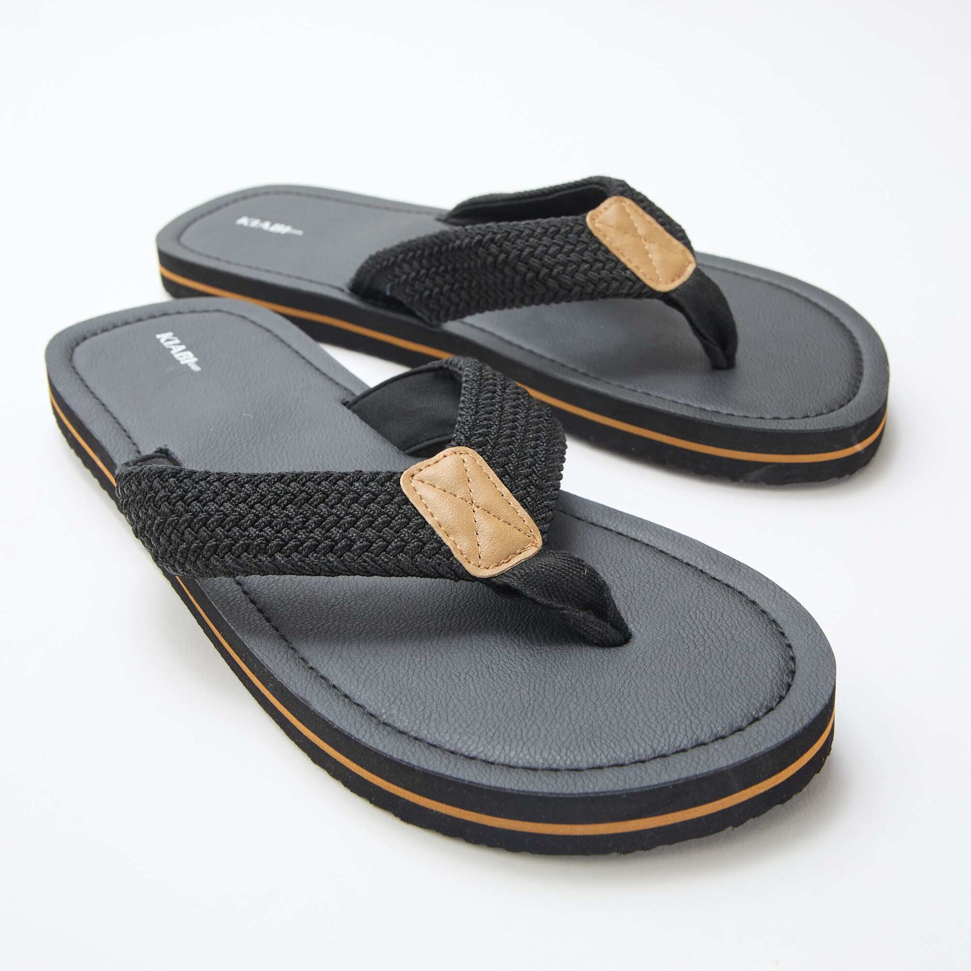 Textile Strap Flip-Flops BLACK