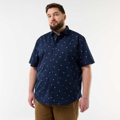 Patterned Short-Sleeved Shirt BLUE