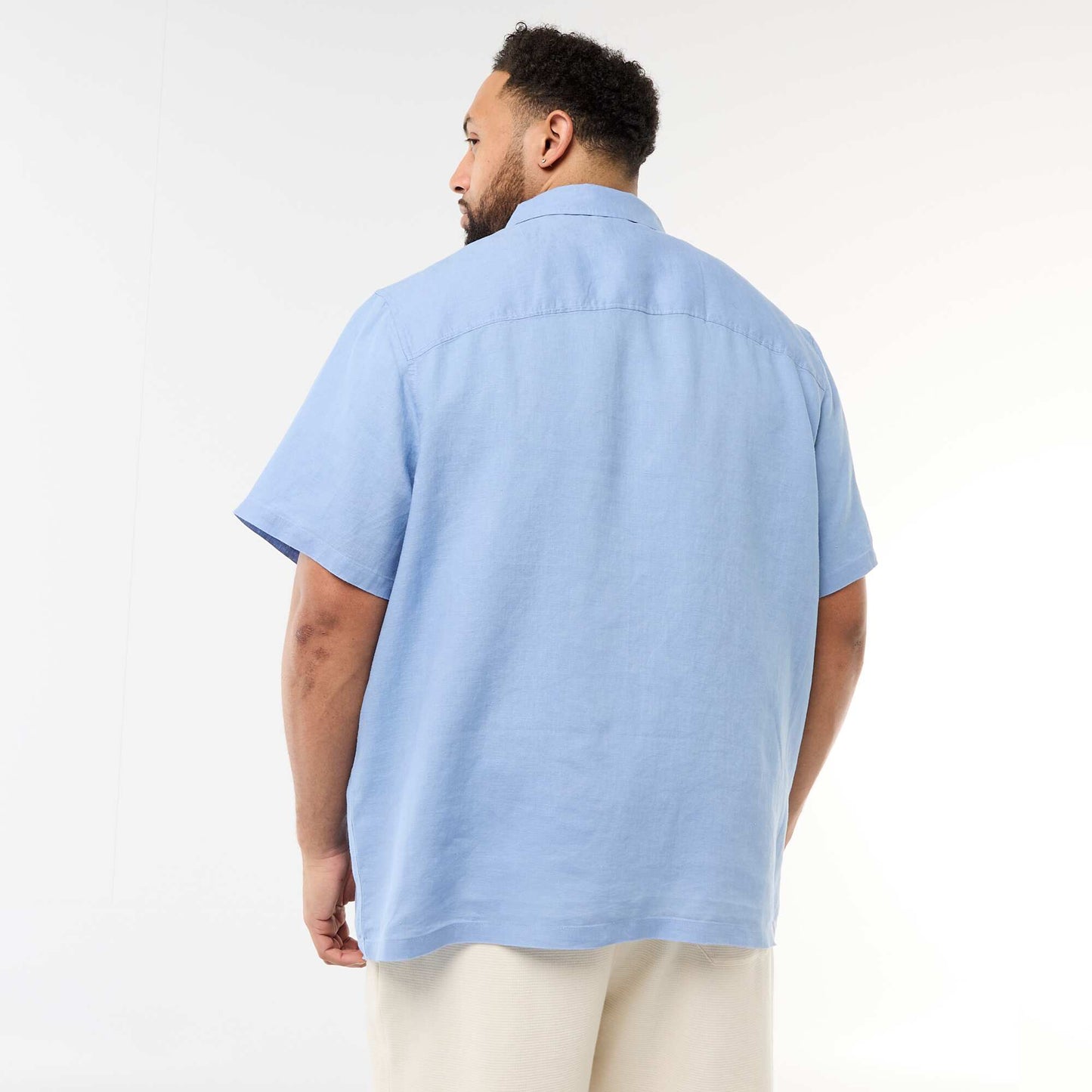 Linen Short-Sleeve Shirt BLUE
