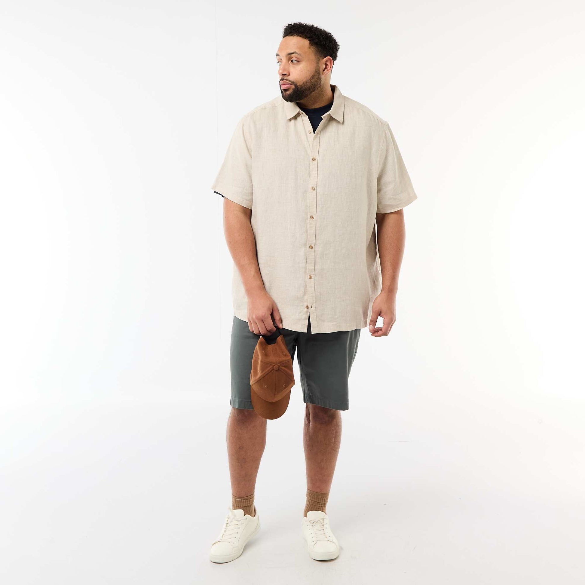 Linen Short-Sleeve Shirt BEIGE