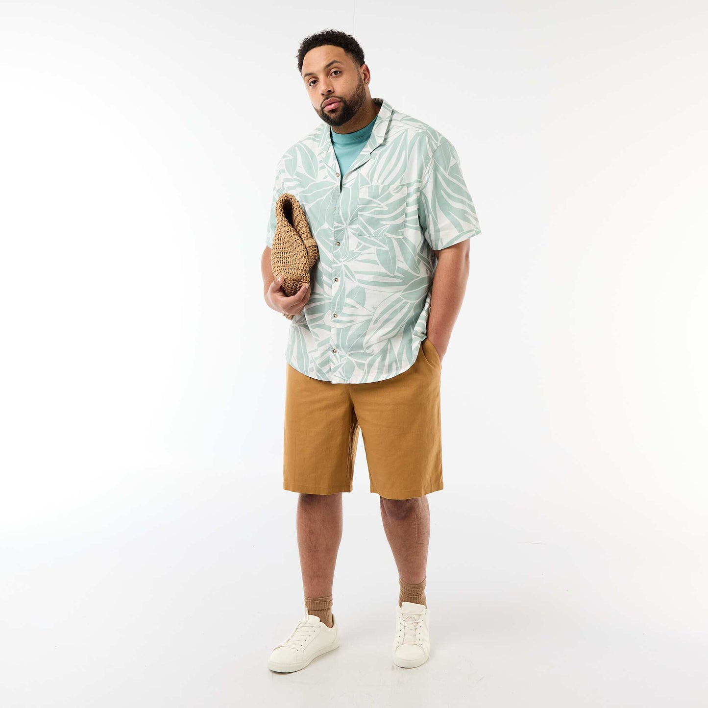 Short-Sleeve Patterned Shirt GREEN