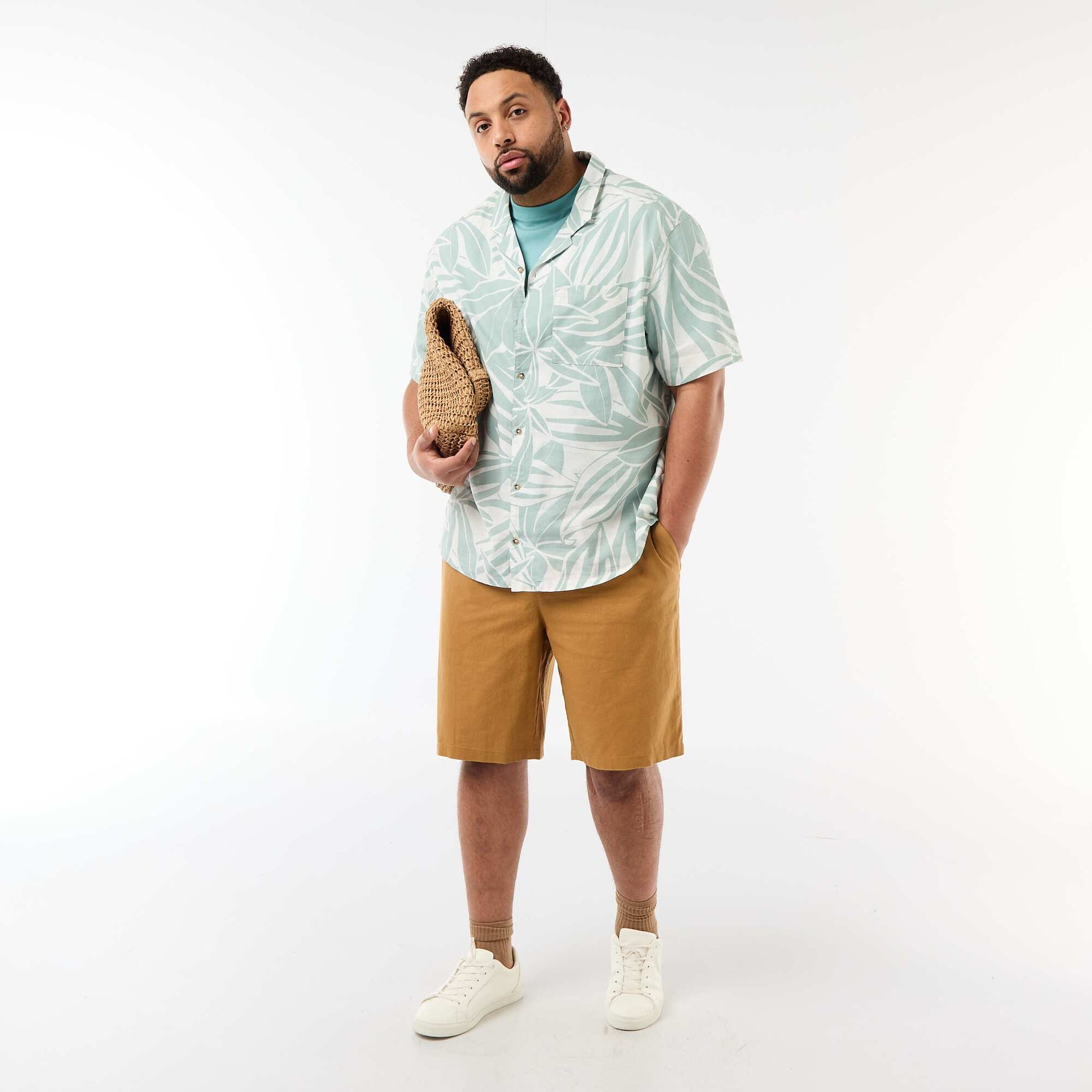 Short-Sleeve Patterned Shirt GREEN