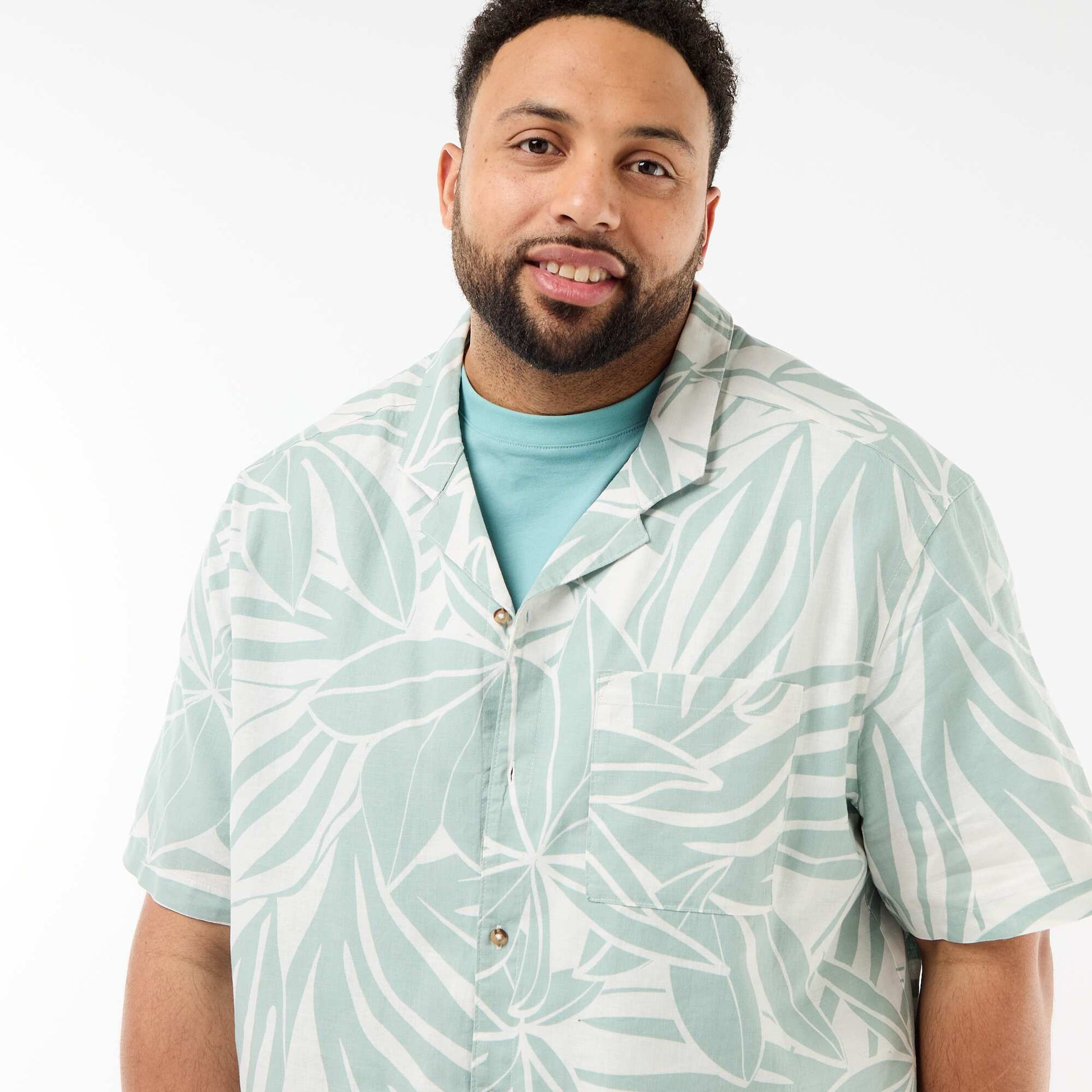 Short-Sleeve Patterned Shirt GREEN
