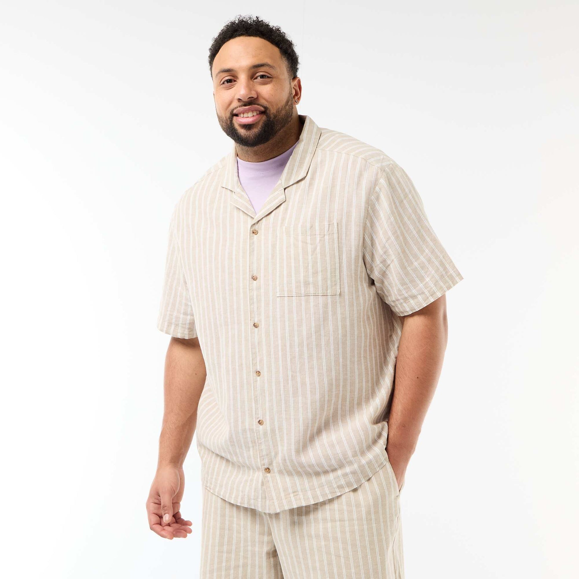 Linen Blend Shirt BEIGE