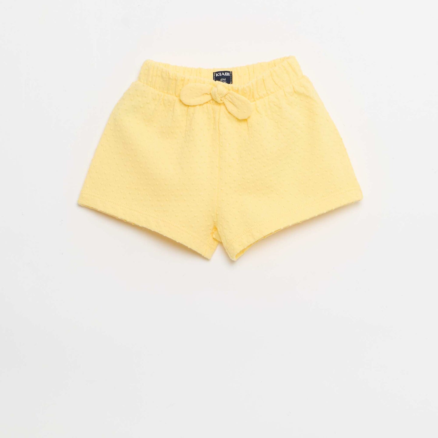 Solid Jacquard Knit Shorts with Decorative Bow YELLOW