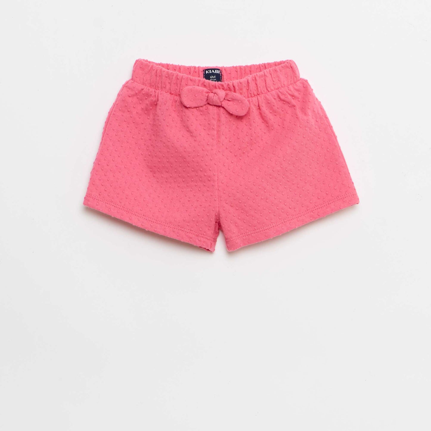 Solid Jacquard Knit Shorts with Decorative Bow PINK