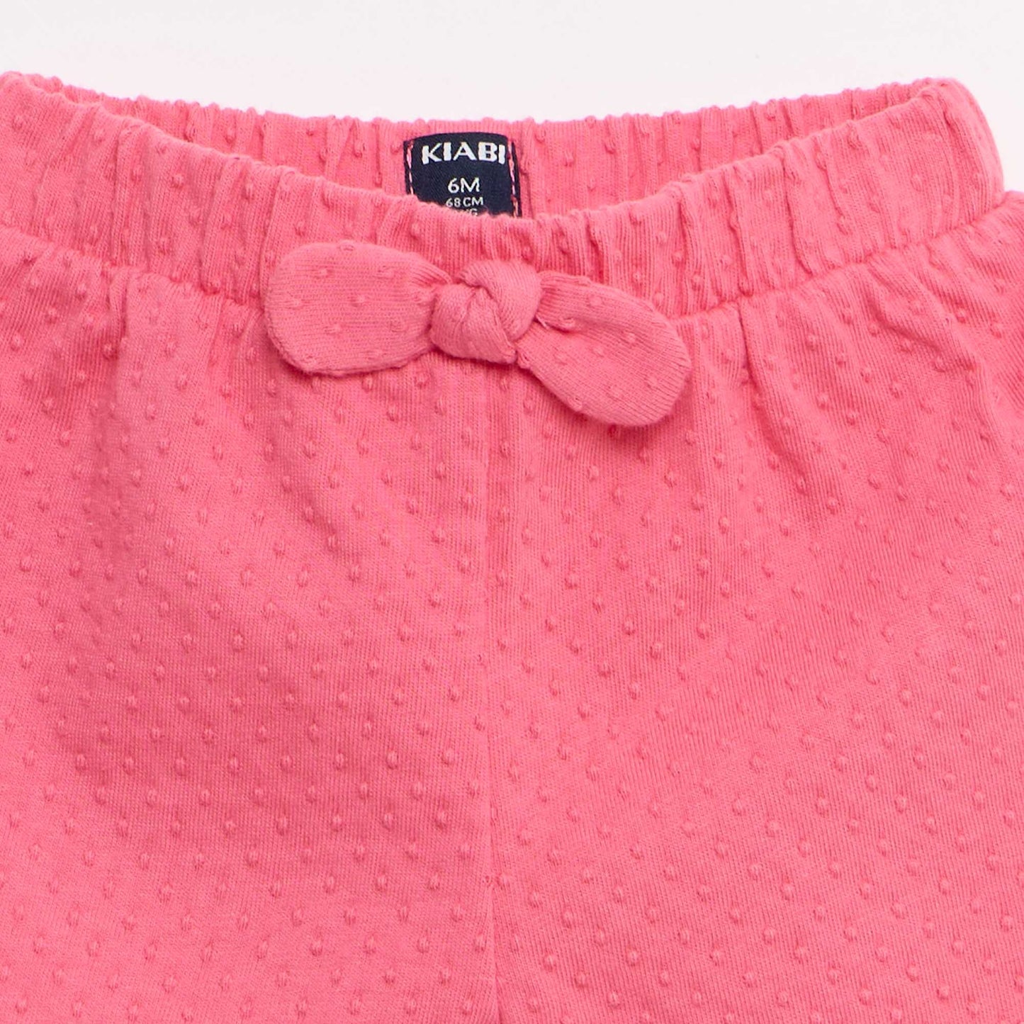 Solid Jacquard Knit Shorts with Decorative Bow PINK