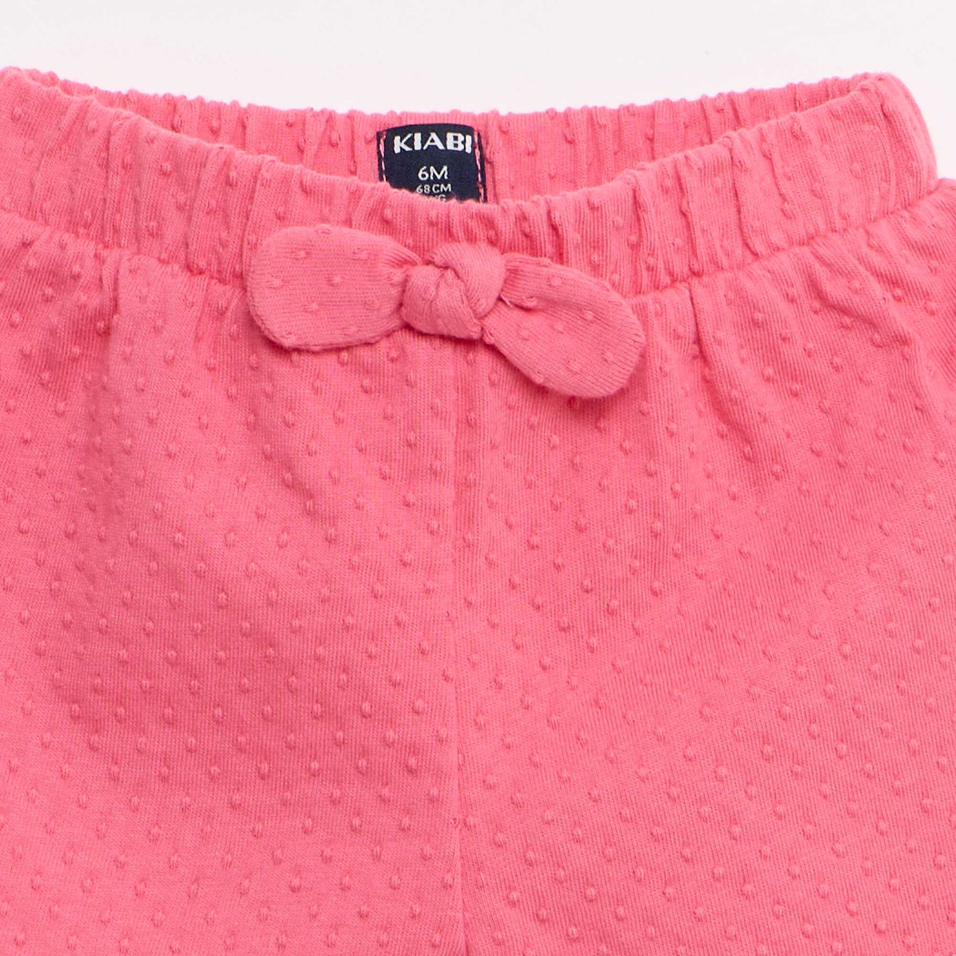 Solid Jacquard Knit Shorts with Decorative Bow PINK
