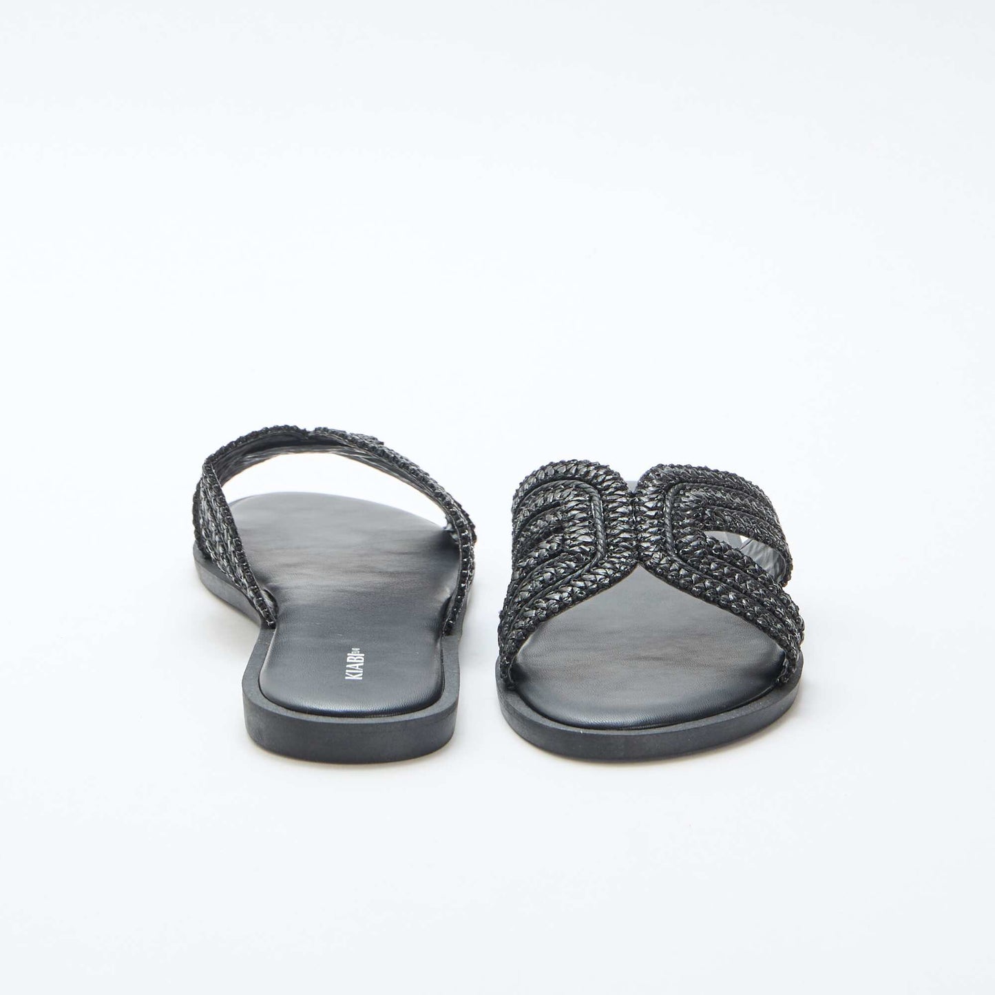Straw Strap Mules BLACK