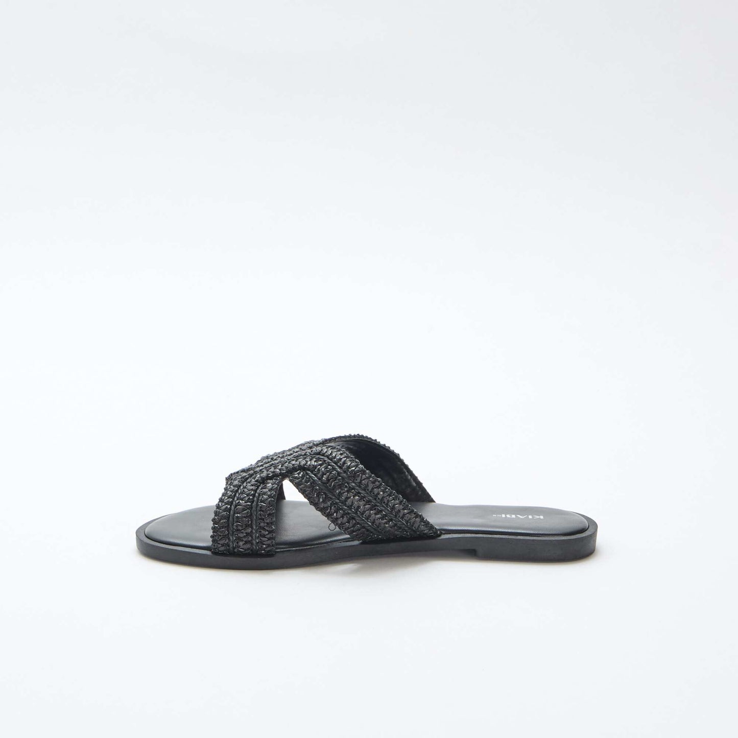 Straw Strap Mules BLACK