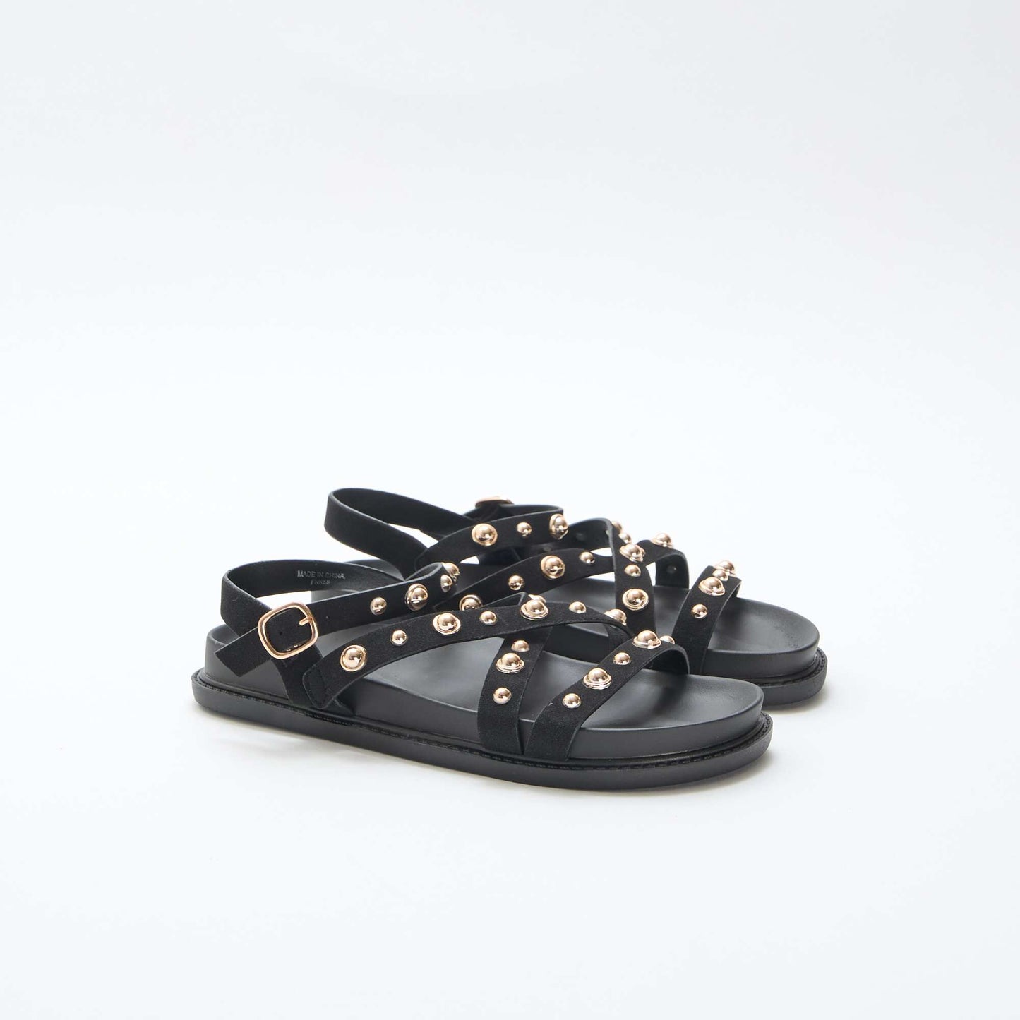 Platform Sandals with Studded Straps BLACK