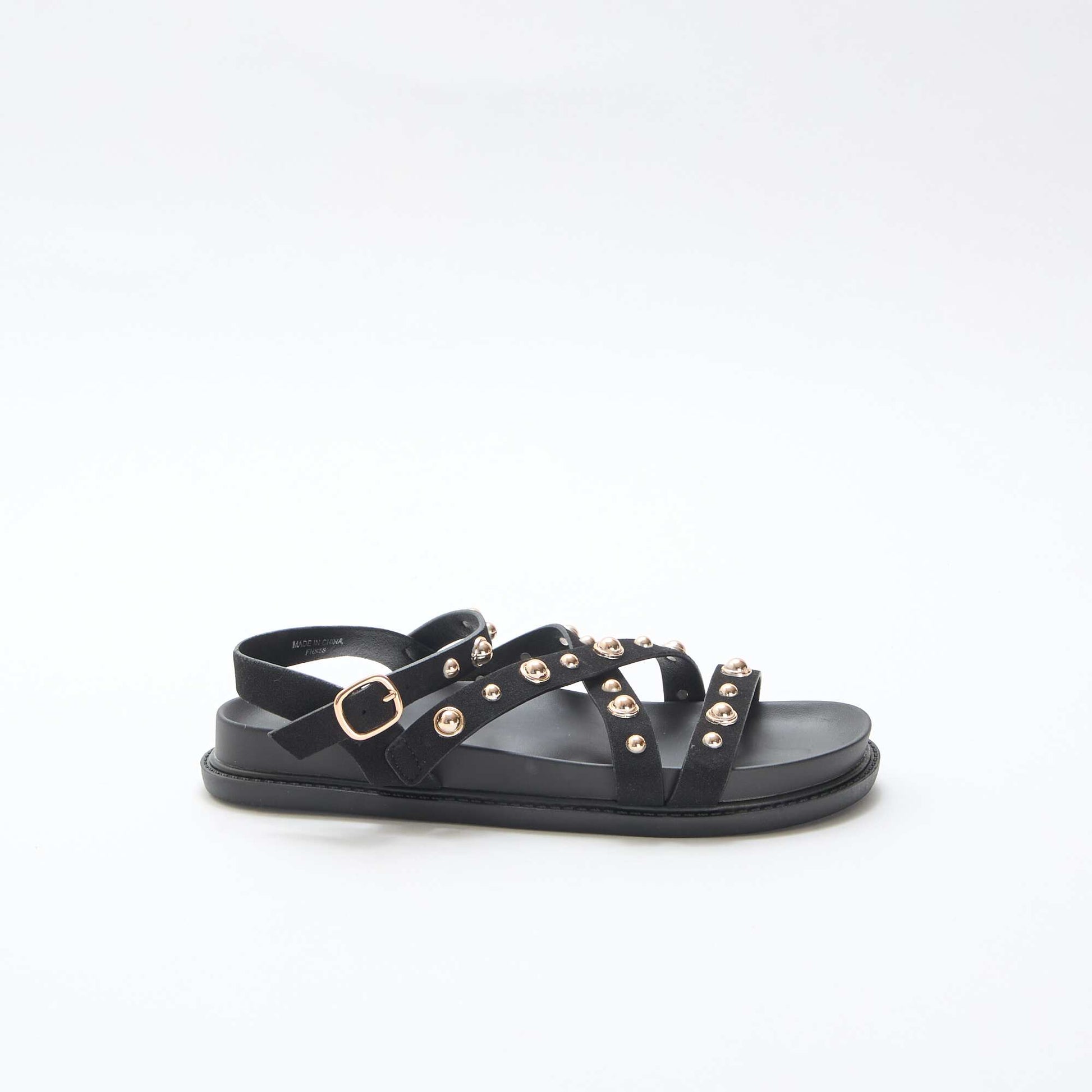Platform Sandals with Studded Straps BLACK