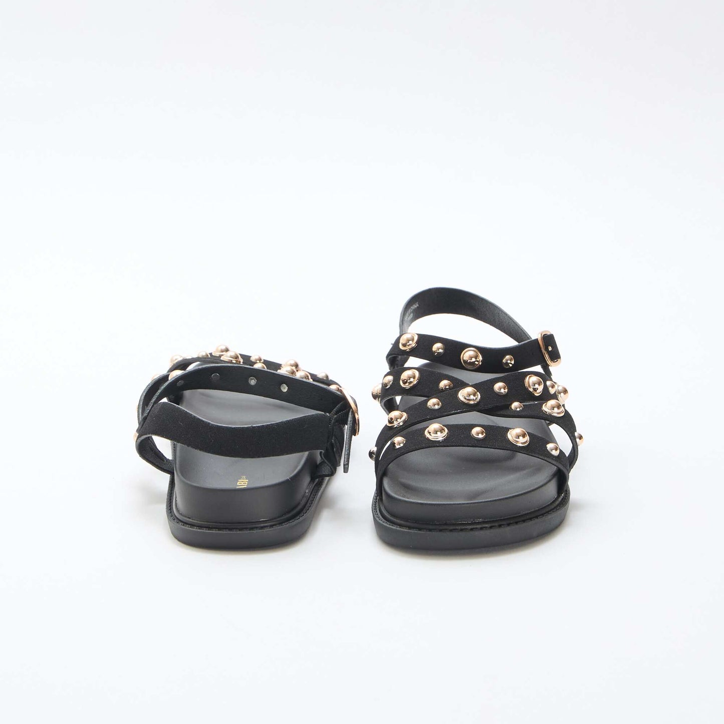 Platform Sandals with Studded Straps BLACK