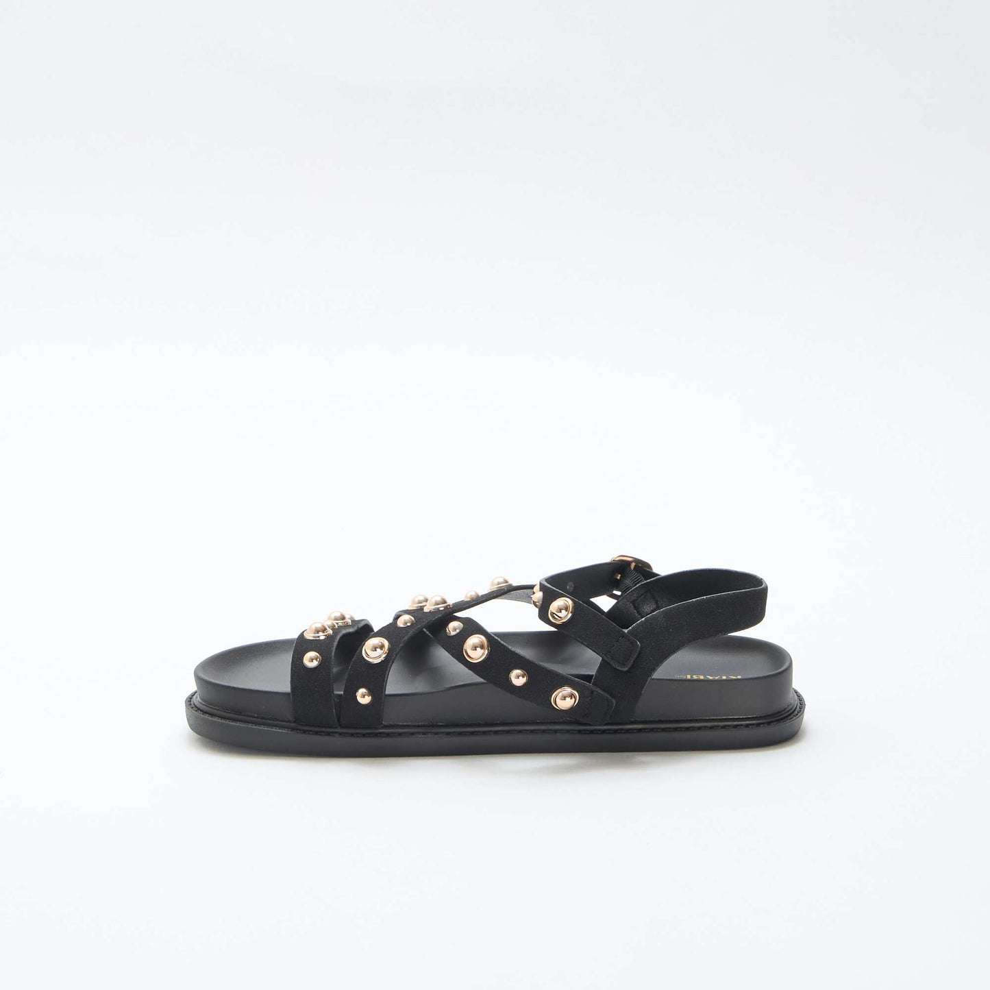 Platform Sandals with Studded Straps BLACK
