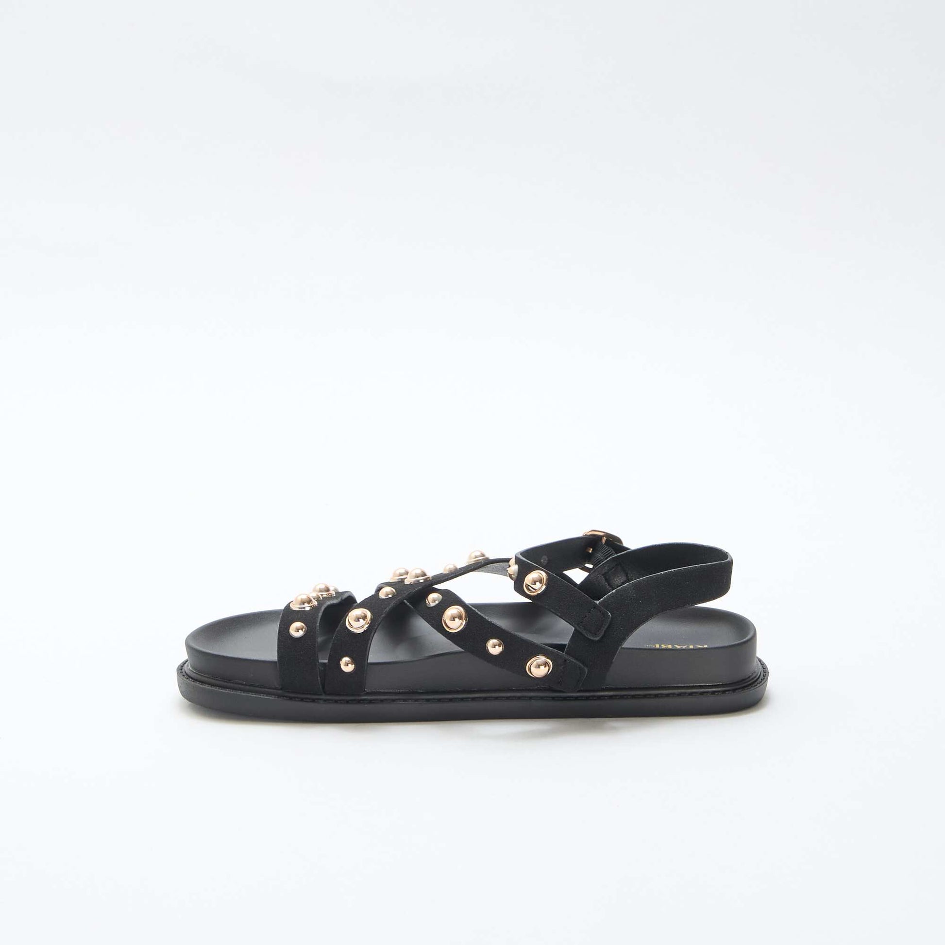 Platform Sandals with Studded Straps BLACK