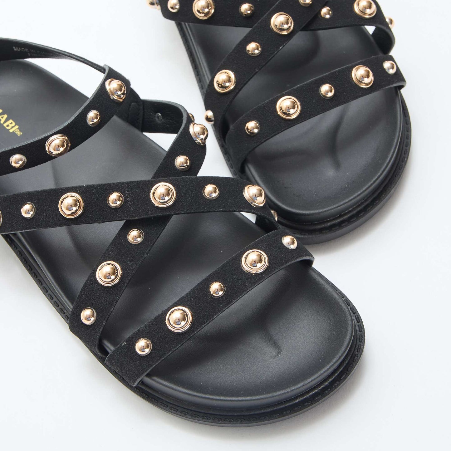 Platform Sandals with Studded Straps BLACK