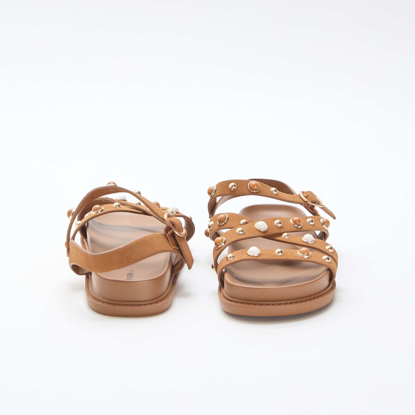 Platform Sandals with Studded Straps BROWN