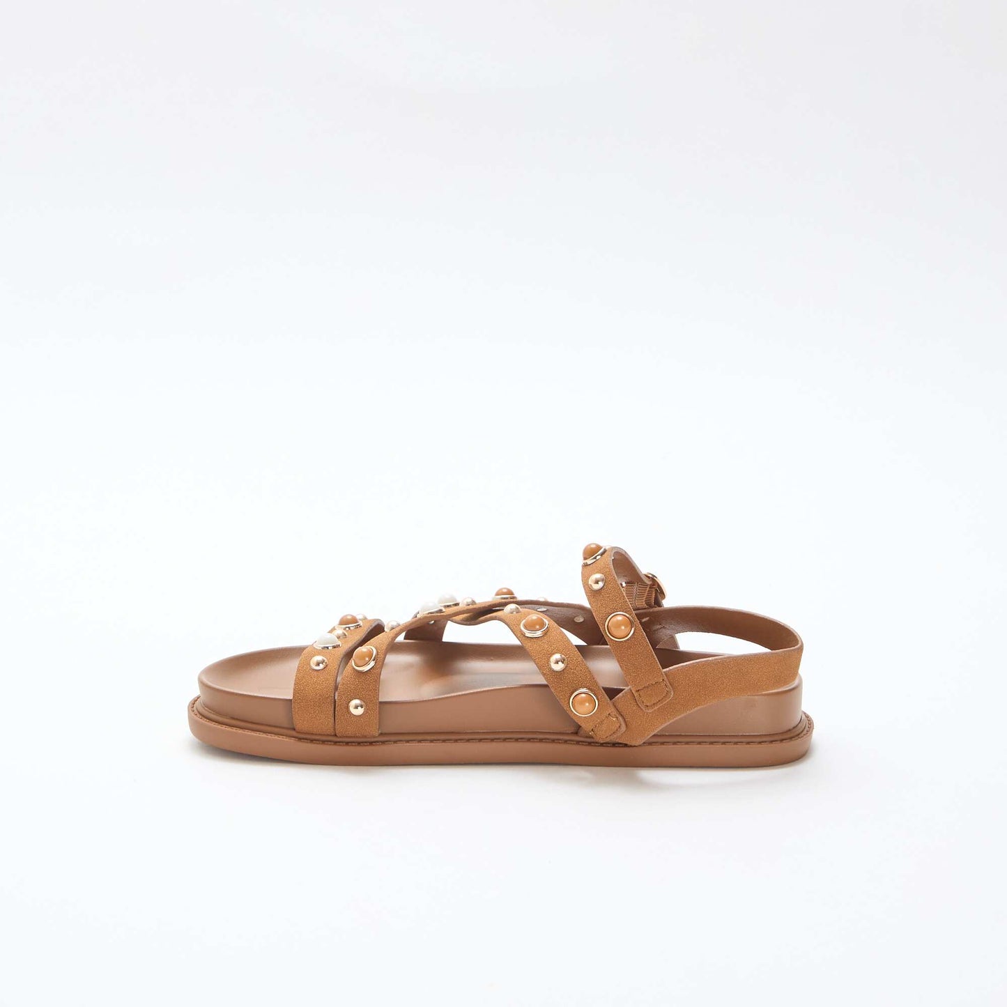 Platform Sandals with Studded Straps BROWN