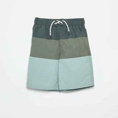Long Striped Swim Shorts KHAKI