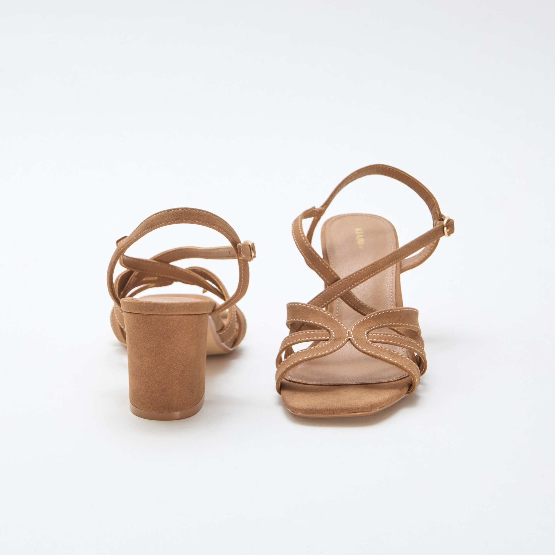 Heeled Sandals with Crossover Straps BROWN