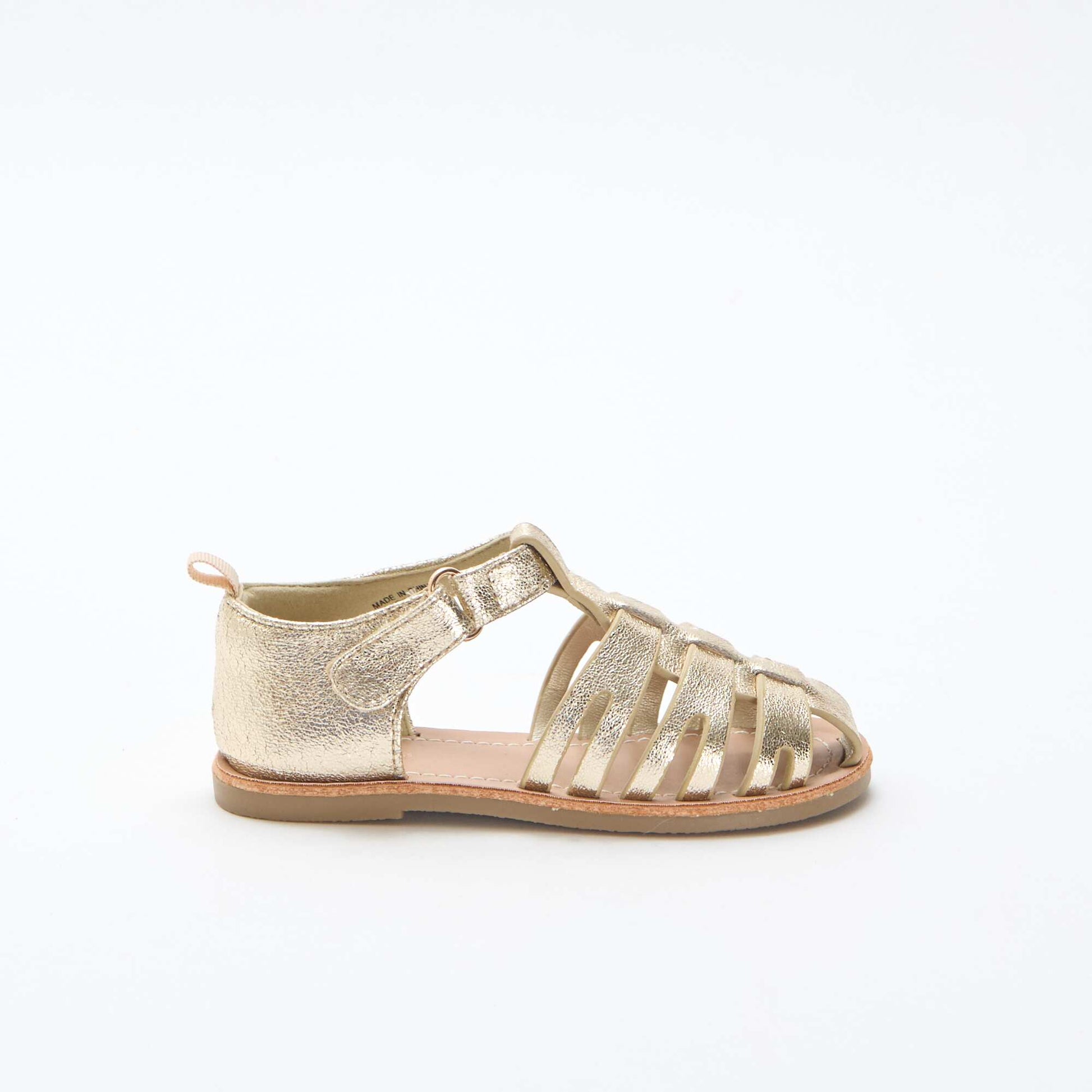 Glittery Closed-Toe Flat Sandals YELLOW