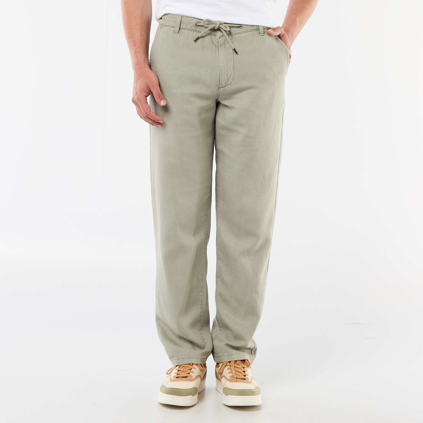 Plain trousers in a light  soft fabric GREEN