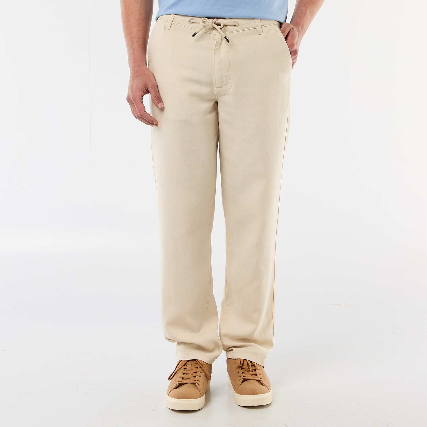 Plain trousers in a light  soft fabric BEIGE