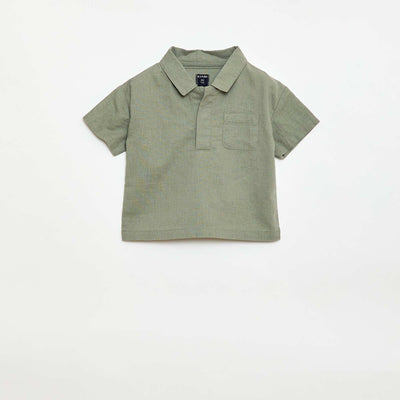 Plain Short-Sleeved Shirt GREEN