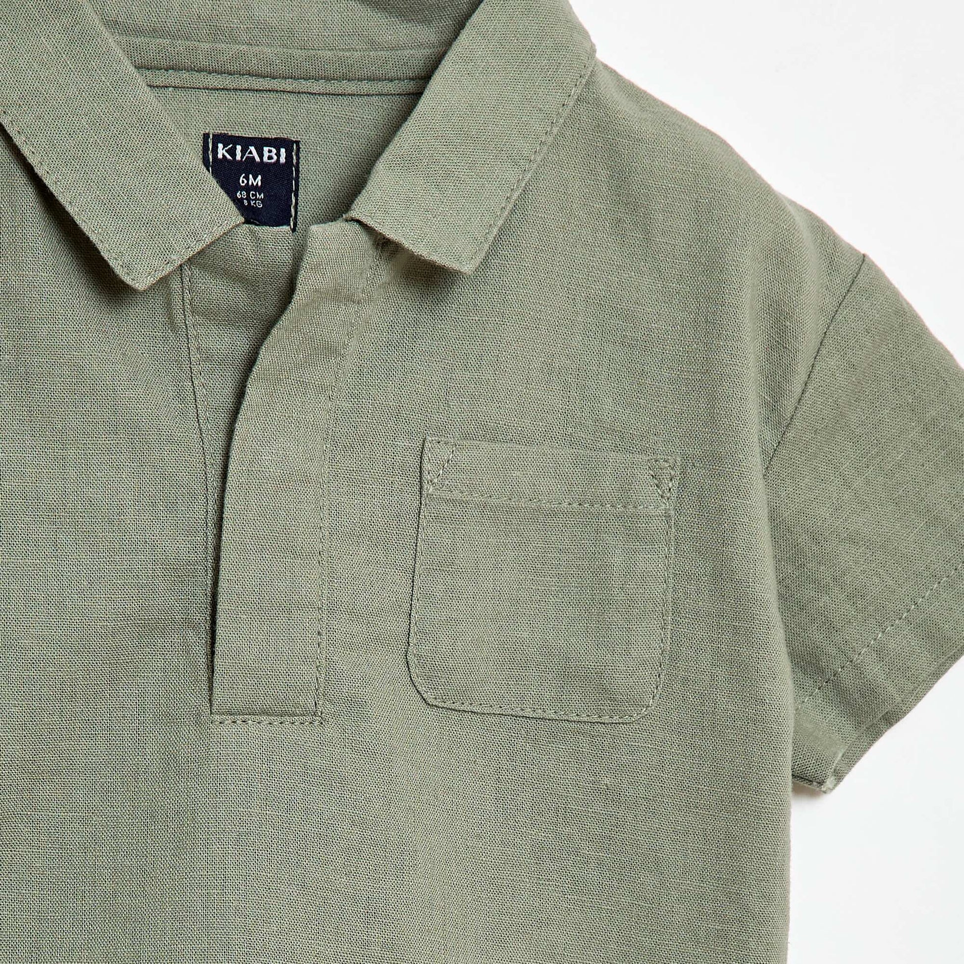 Plain Short-Sleeved Shirt GREEN
