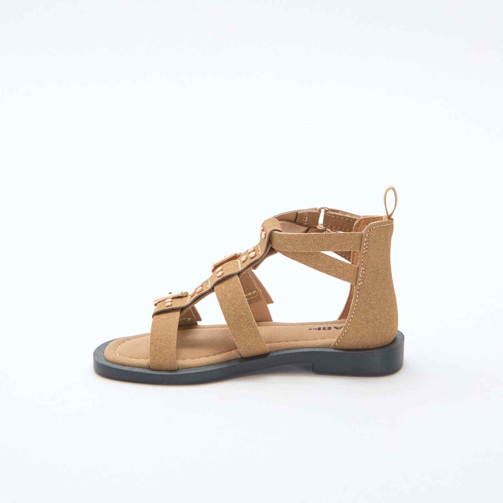 Flat Sandals with Studded Straps BEIGE