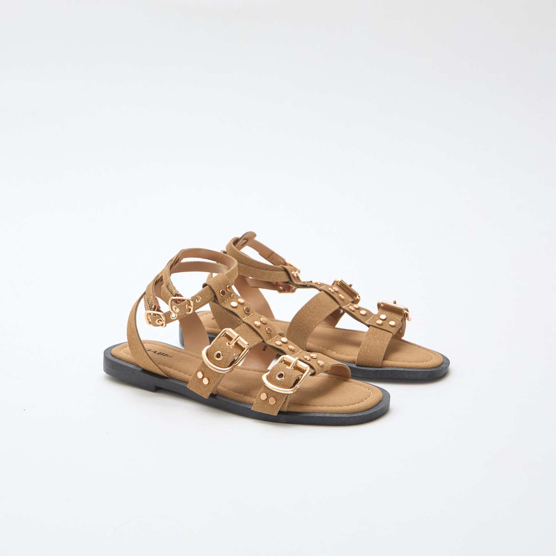 Flat Sandals with Straps BEIGE