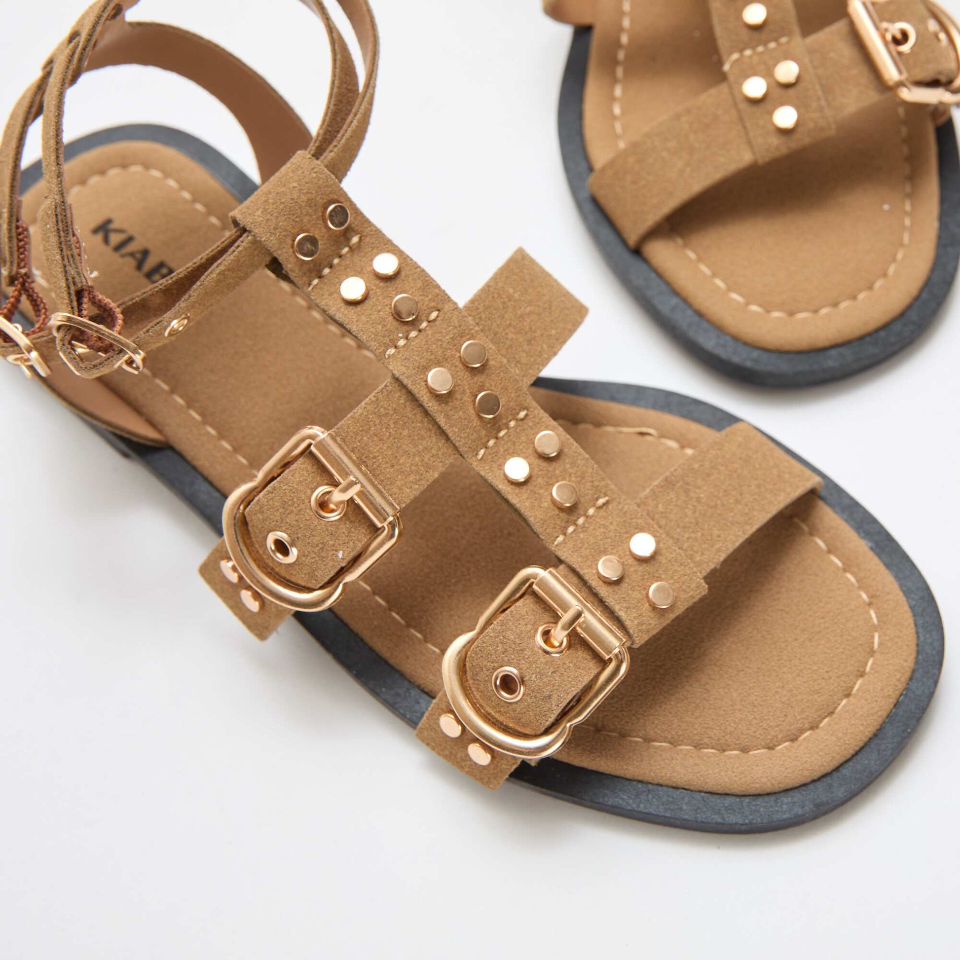 Flat Sandals with Straps BEIGE