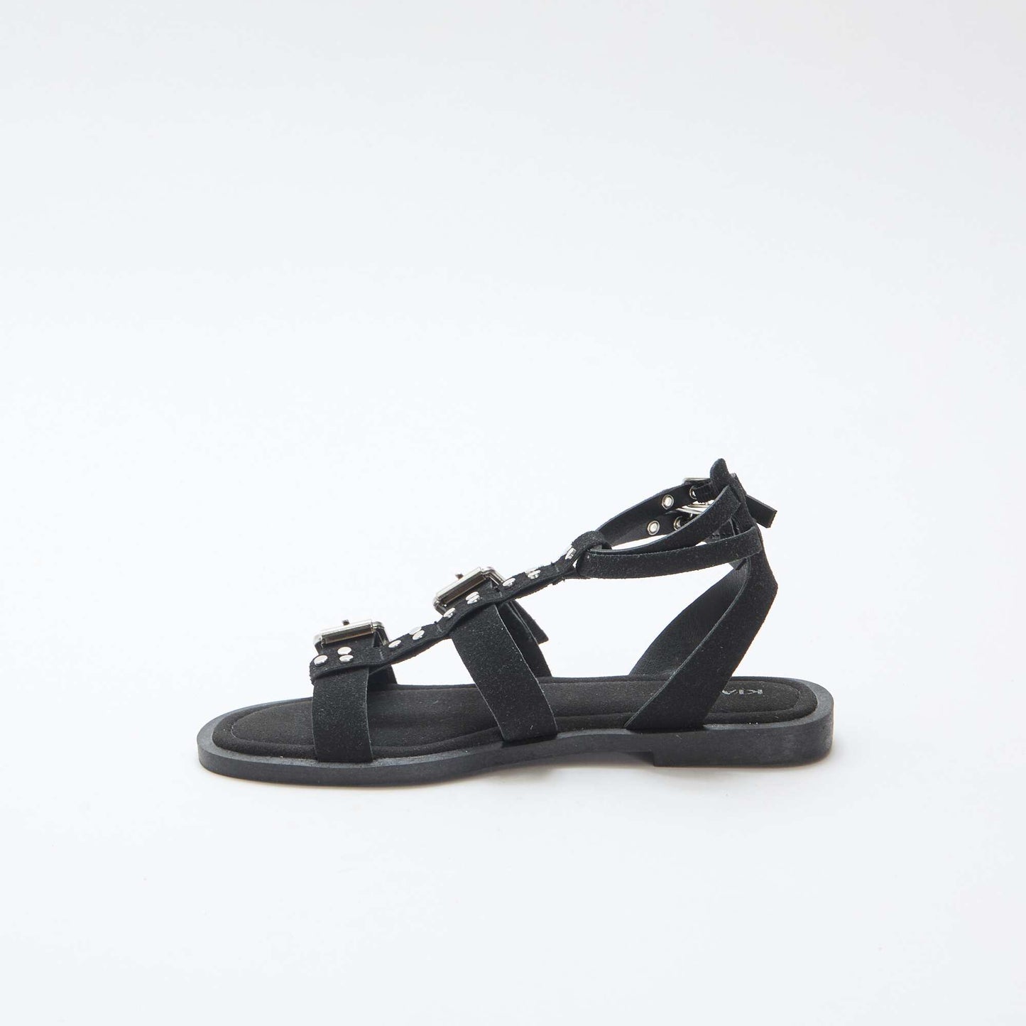 Flat Sandals with Straps BLACK