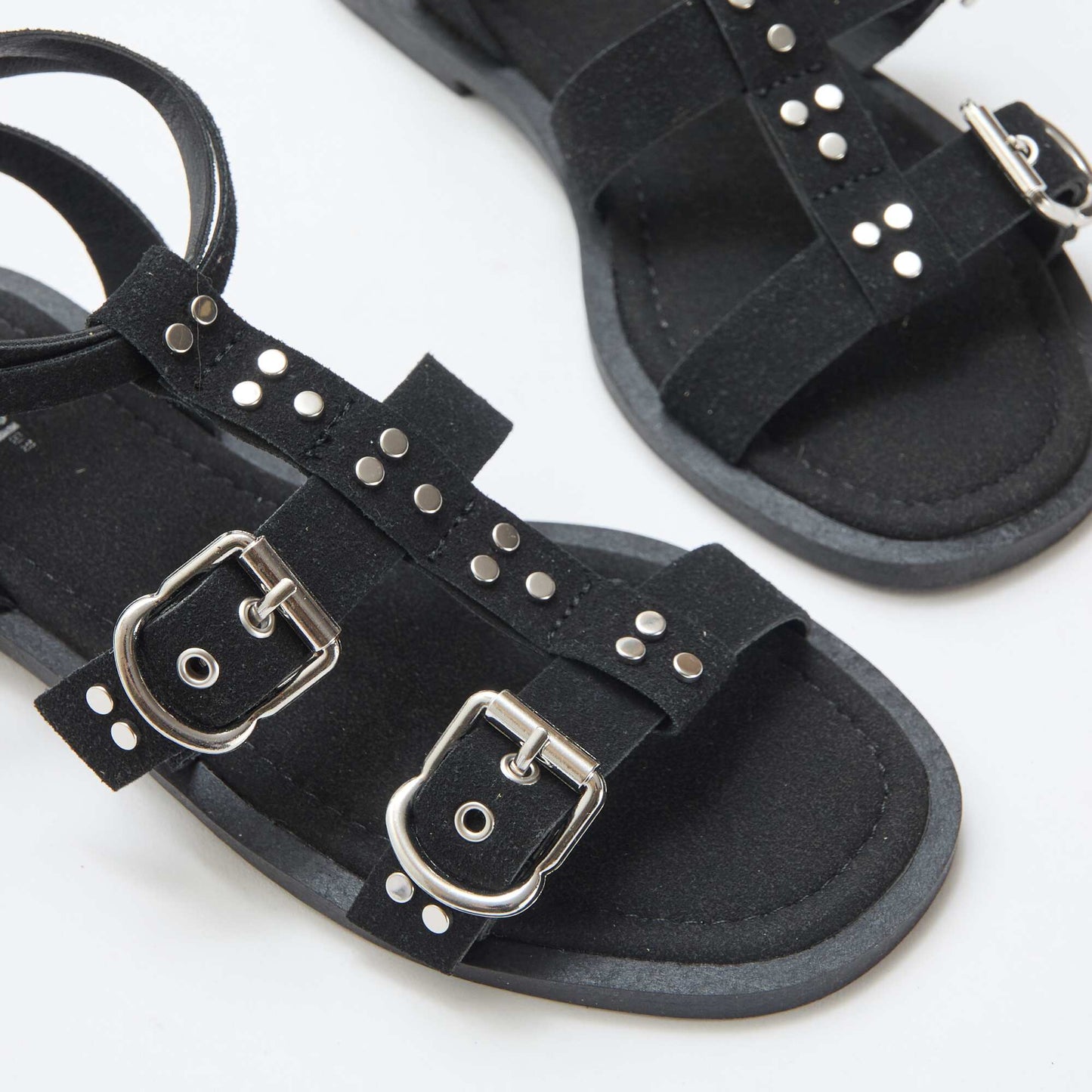 Flat Sandals with Straps BLACK