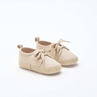 Fabric Lace-Up Sneakers BEIGE