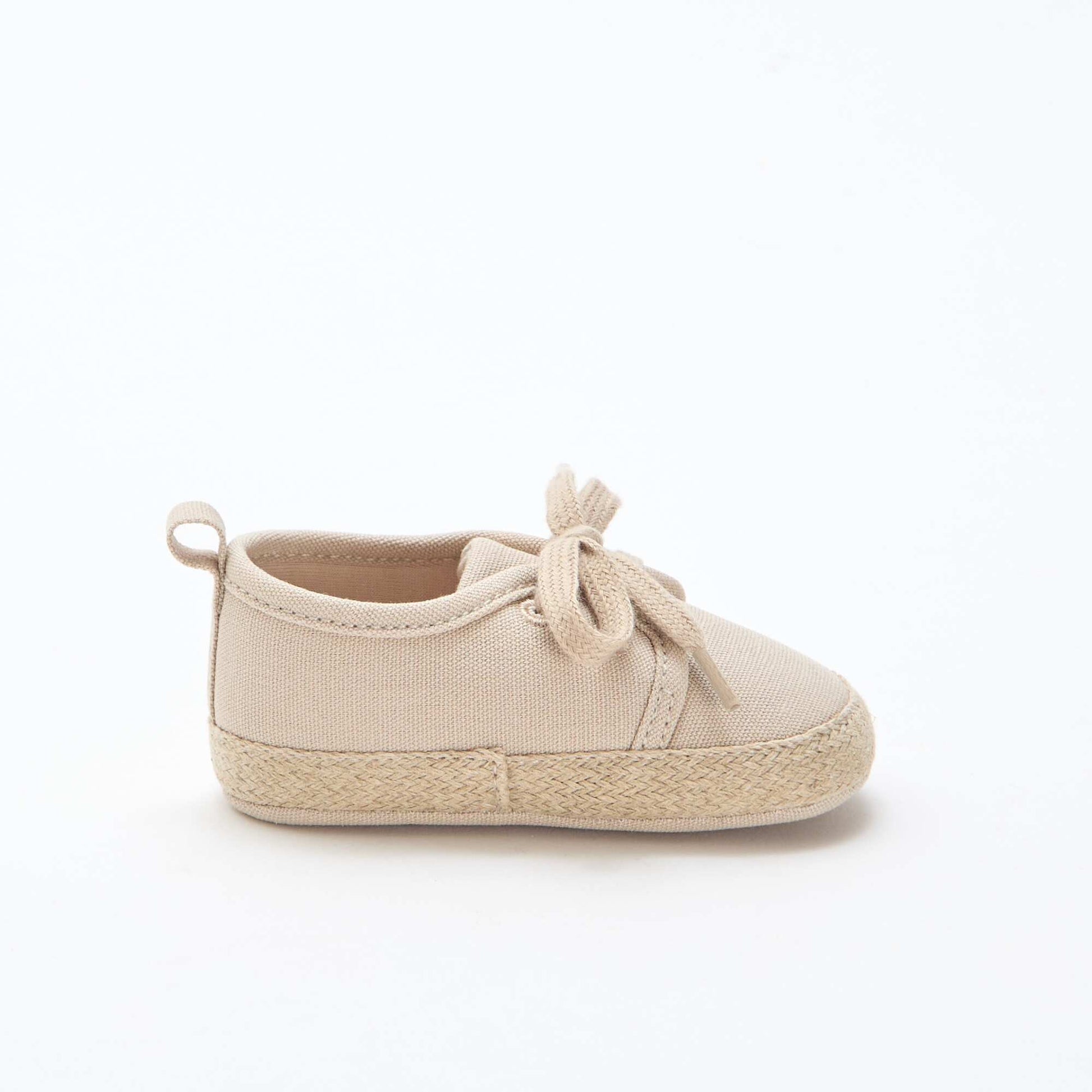 Fabric Lace-Up Sneakers BEIGE