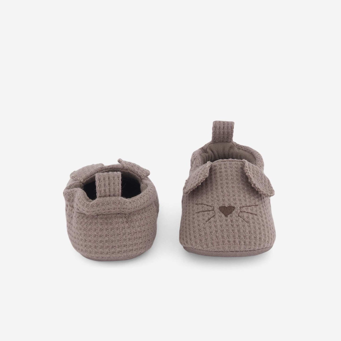 Cotton Gauze Booties with Animal Ears BROWN