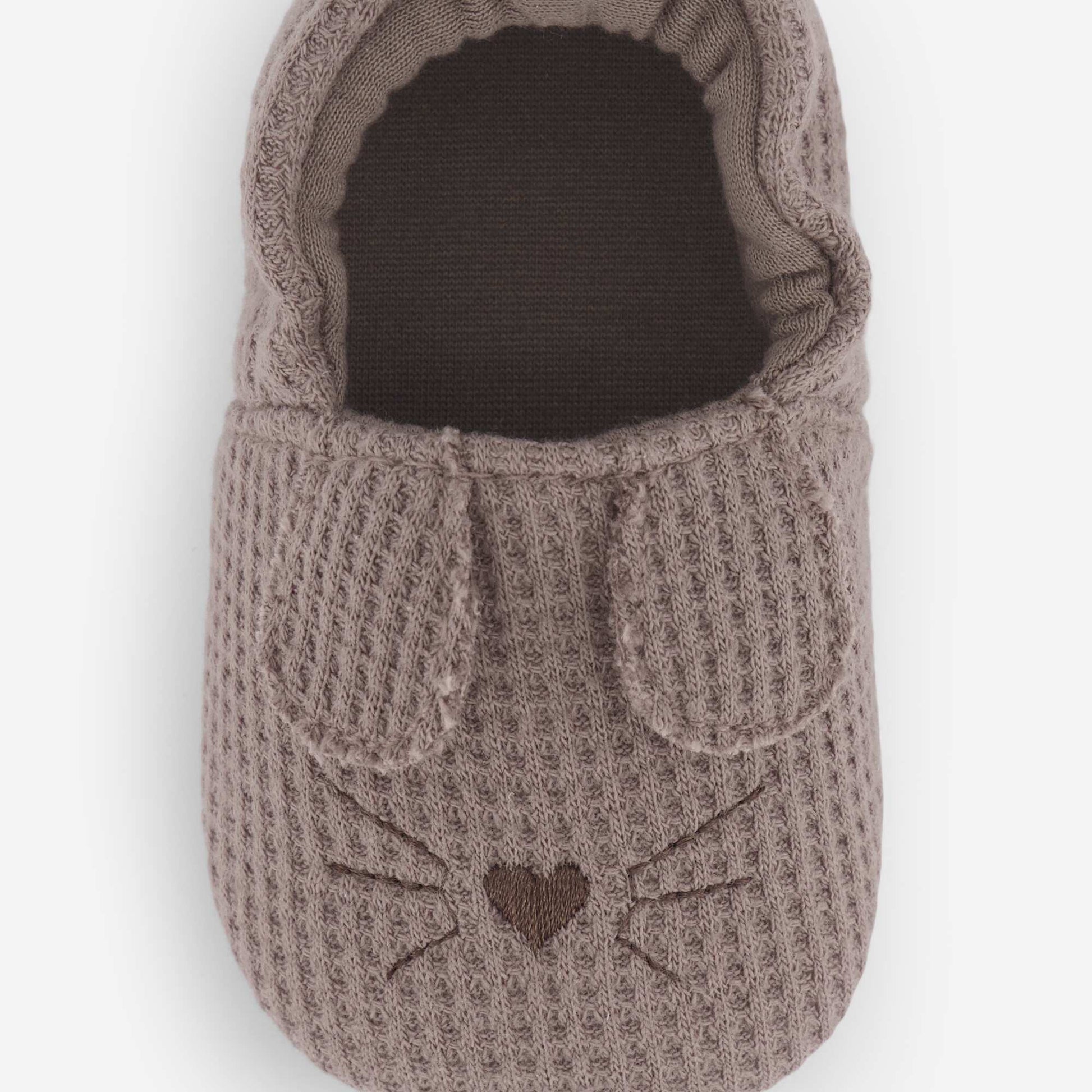 Cotton Gauze Booties with Animal Ears BROWN