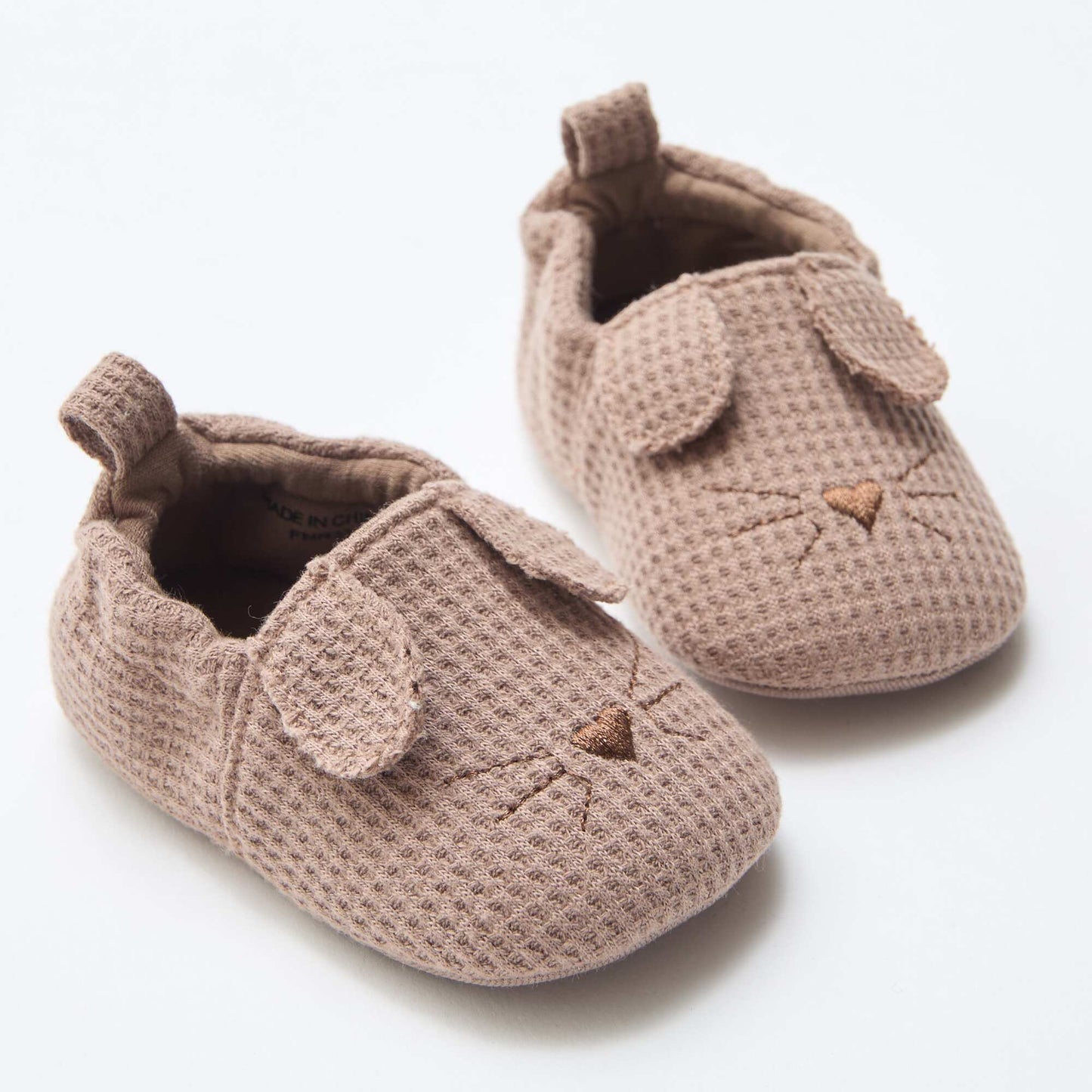 Cotton Gauze Booties with Animal Ears BROWN