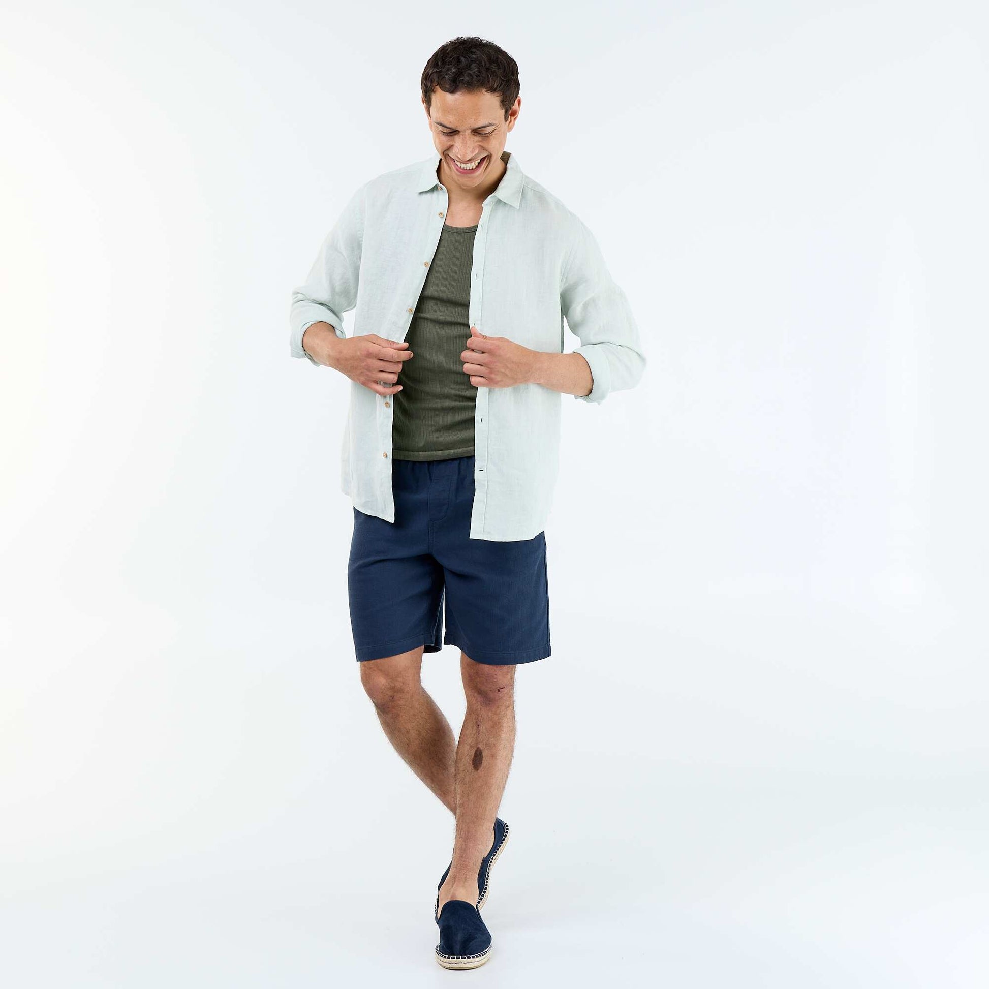 Plain Ribbed Tank Top GREEN