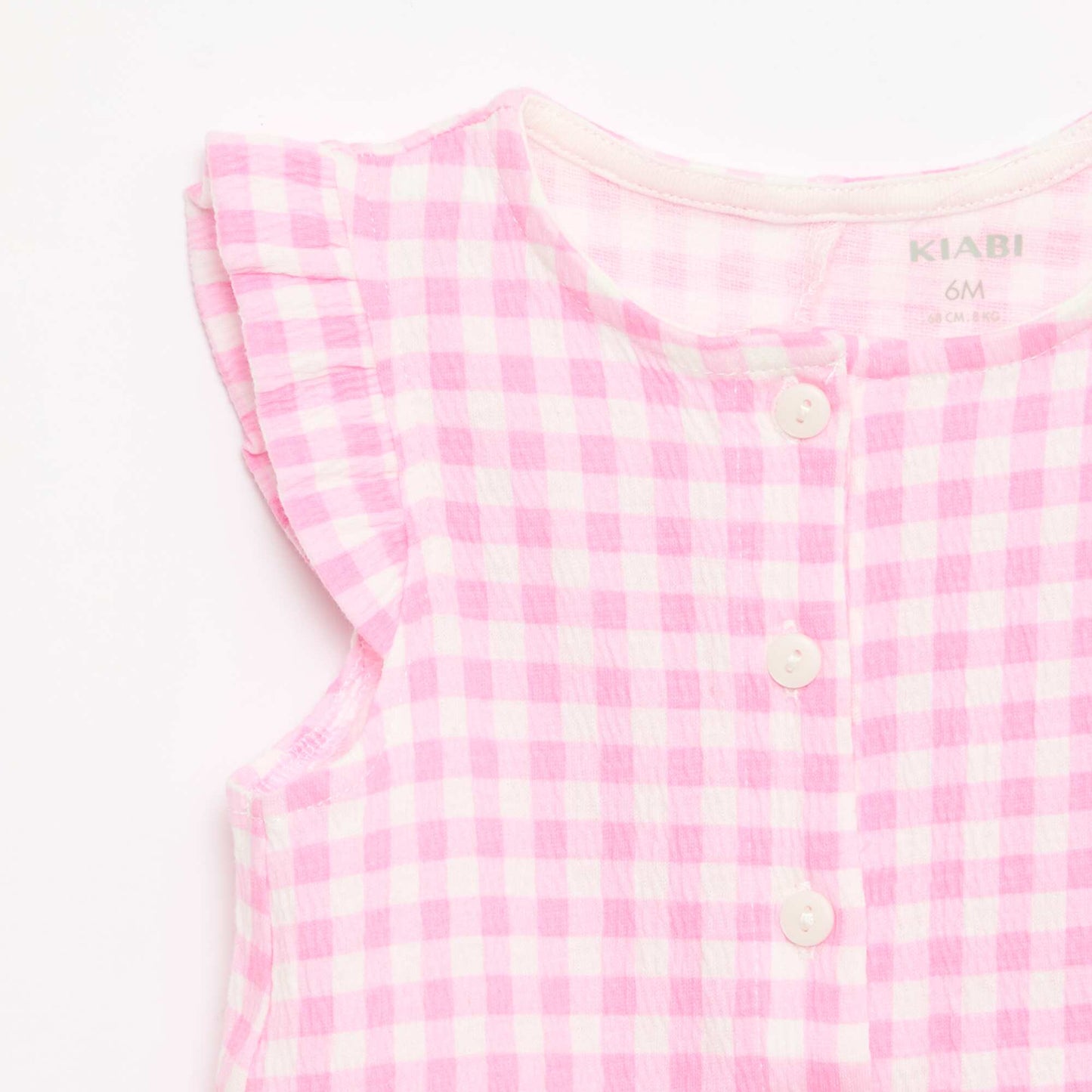 Cotton Jersey Romper Shorts with Ruffled Sleeves PINK