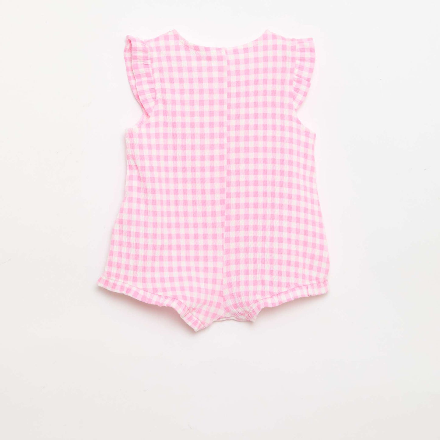 Cotton Jersey Romper Shorts with Ruffled Sleeves PINK